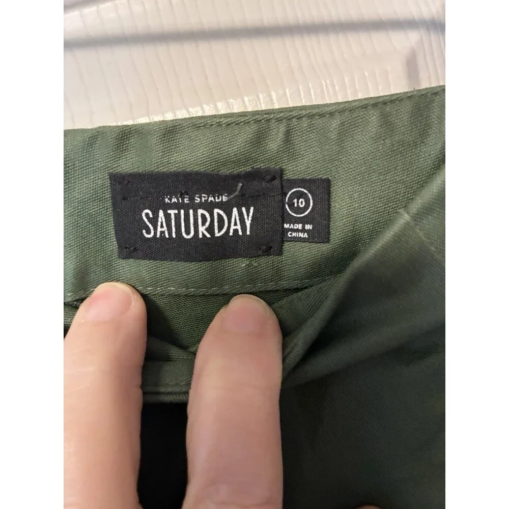 Kate Spade Saturday Green Coated High Waist Zipper Shorts 10 Dressy